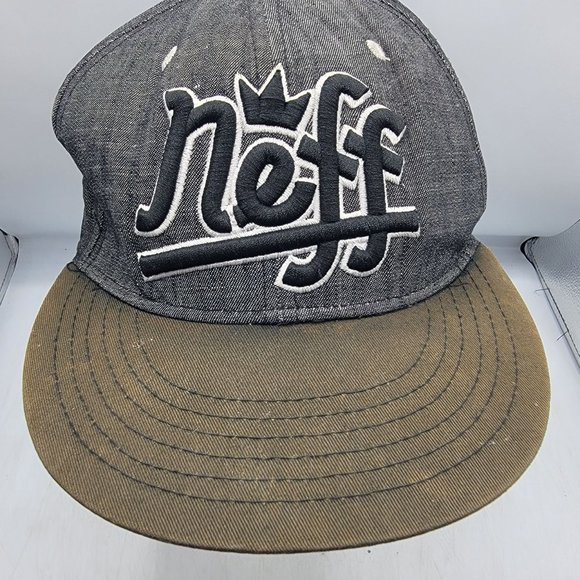 Neff Hat Adults Adjustable Snapback Gray Black Embroidered Logo Baseball Cap - Picture 5 of 9
